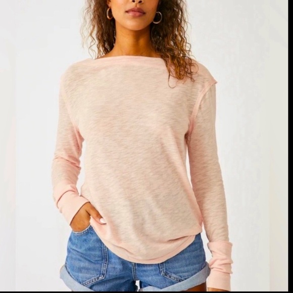🦋Kimmi Long Sleeve by Free People We the free Peach color SZ XS NWOT - Picture 1 of 6